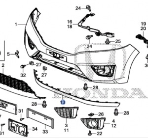 Moldura inf. parachoques delantero Honda Fit 2015-2018